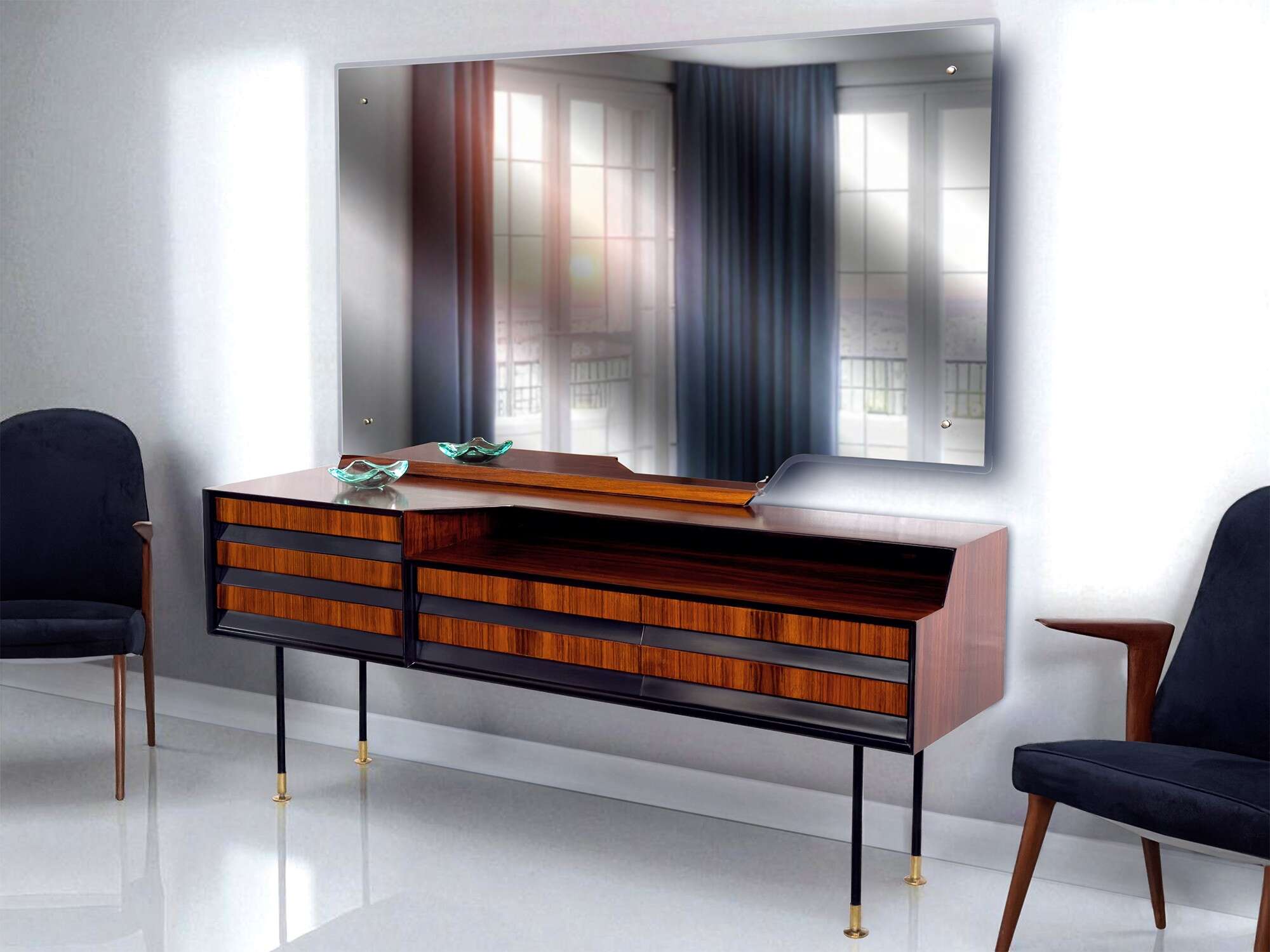 Cassettiera e o Credenza con specchio di Vittorio Dassi, anni '50